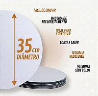 KIT 10 CAKE BOARD 35CM/ PRATO/ TÁBUA/ BOLO/ MDF 3MM BRANCO