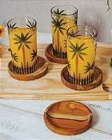 Conjunto Jarra com 6 Copos Palm Tree em Cristal Ecológico Handpaint Wolff