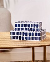 Kit Caixas Decorativas em MDF e Canvas Azul Marinho com 2 Peças