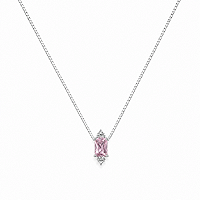 Colar Retangular Rosa em Prata 925