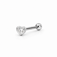 Piercing Trágus e Hélix de Coração com Zircônia em Prata 925