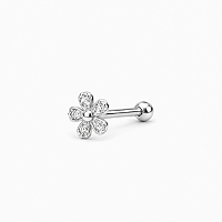 Piercing Trágus e Hélix Flor com Zircônias em Prata 925