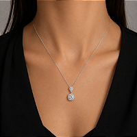Colar Gota e Quadrado Moissanite em Prata 925 com Banho de Ródio