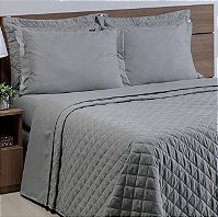 Cobre Leito Platino Queen – Percal 400 Fios | Dupla Face, Sofisticação e Conforto