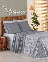 Kit Cobre Leito King Juma Naturalle Jacquard Dupla Face 3 Peças Cinza