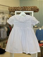 Vestido Batizado Casinha de Abelha Branco Roana