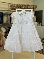 Vestido Batizado Gola Laço Branco Roana