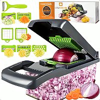 " Fatiador Cortador Ralador de Legumes Multiuso & Elegância para Cozinha... De Slicer Aço Inox 14 x 1 _ Verduras frutas"