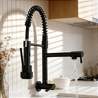 "Torneira De Cozinha Gourmet Alça Única Com Extensor De Spray Tubo De Água Flexível Superior Prateado Para Ajuste"