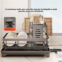 " Escorredor de Louça Rack De Cozinha 2 Andares Preto haosin"