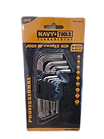 Jogo Chave Allen Navy+Tools 9 Peças Curta Cromada 1.5-10mm