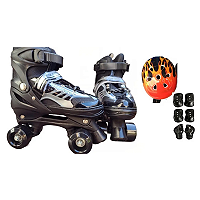 Patins Quad Regulável com Kit de Proteção e Capacete