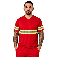 Camiseta Manga Curta Com Faixa Refletiva