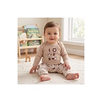 Conjunto Estampado Suedine Menino Safari Marrom Tam P