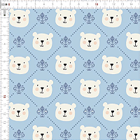 Tricoline Estampada - Ursinhos Fundo Azul Claro - 50cm x 1,50m