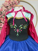 Fantasia Infantil Princesas Anna Frozen C/ Capa Festas Luxo