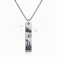 Colar com Gravação a Laser Olhar Medalha Retangular Personalizado Aço Inox