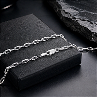 Corrente Cartier Cadeado de Prata 925 Masculina de 60cm e 3mm
