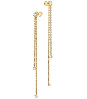 Brinco pêndulo banhado a ouro 18k com zircônias