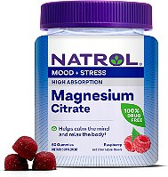 Citrato de Magnésio 330mg Mood + Stress 60 Gomas Sabor Framboesa Natrol