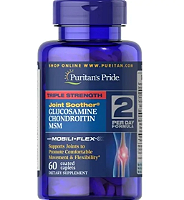 Glucosamina Condroitina e MSM, Joint Soother, 60cápsulas, Puritan's Pride