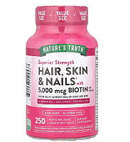 Hair Skin Nail, Cabelo, Pele e Unha com Biotina 5000mcg, 250 Cápsulas, Nature's Truth