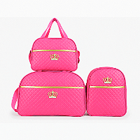 Kit Mala Bolsa Maternidade 3 Peças – Mala Grande, Mala Média e Mochila Pink