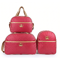 Kit Mala Bolsa Maternidade 3 Peças – Mala Grande, Mala Média e Mochila Vermelho