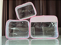 Kit Necessaire Organizadora Transparente P/M/G Rosa BB