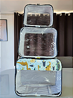 Kit Necessaire Organizadora Transparente P/M/G Dinossauro