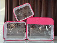Kit Necessaire Organizadora Transparente P/M/G Pink