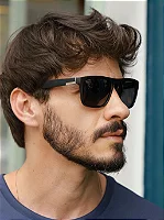 Óculos de Sol Retangular Polarizado Premium Berlim - Preto Fosco - Acetato
