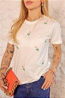 Tshirt Bordada Flores Margaridas Total