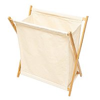 Cesto Organizador Dobrável em Bambu e Poliéster Nude 50x38x56 cm