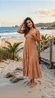 Vestido indiano em seda frente única