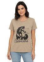 T-Shirt Baby Look Feminina Cavalo Com Brilho