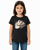 T-Shirt Regular Infantil Feminina Estanciero Chapéu Strass
