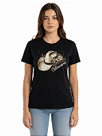 T-Shirt Regular Juvenil Feminina Estanciero Chapéu Strass