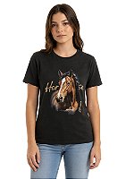 T-Shirt Baby Look Juvenil Feminina Estanciero Horse Foil