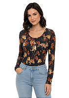 Body Feminino Manga Longa Proteção UV50+ Elastano