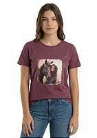 T-Shirt Baby Look Feminina Juvenil Estanciero Menina e Cavalo Foil