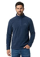 Blusa Microsoft Fleece Masculina Meio Zíper Estanciero Azul