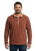 Blusa Microsoft Fleece Plus Size Masculina Bicolor Meio Zíper Estanciero