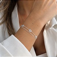 Pulseira Dupla Folhagem Prata Liguel