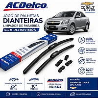 Jogo Palhetas Dianteiras Limpador Parabrisa Cobalt 2012 a 2020 ACDelco 19314835