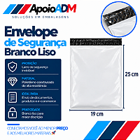 Envelope de Segurança Branco Liso 19×25 cm