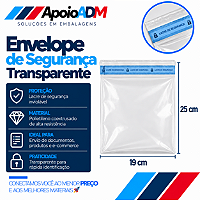 Envelope de segurança Transparente 19x25 cm