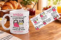 Caneca branca de cerâmica 350ml- Amigas