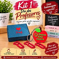 Kit Dia dos Professores – Chaveiro + Caixinha + Clipes ❤️🍎