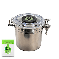 Pote Hermético Aço Inox 500ml com Termohigrometro Digital + Controle de Umidade - Cura Perfeita